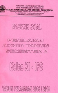 Image of Naskah Soal Penilaian Akhir Semester 2 Kelas XI IPS Tahun Pelajaran 2018/2019