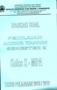 Image of Naskah Soal Penilaian Akhir Semester 2 Kelas X IPA Tahun Pelajaran 2018/2019