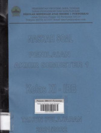 Image of Naskah Soal Penilaian Tengah Semester 1 Kelas XI-IBB Tahun Pelajaran 2021/2022