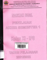 Image of Naskah soal Penilain Akhir semester 1 kelas XI-IPS Tahun Pelajaran 2021/2022