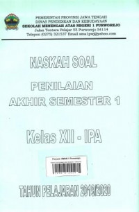Image of Naskah Soal Penilaian Akhir Semester 1 Kelas XII IPA Tahun Pelajaran 2018/2019