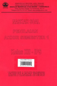 Naskah Soal Penilaian Akhir Semester 1 Kelas XII IPS Tahun Pelajaran 2018/2019